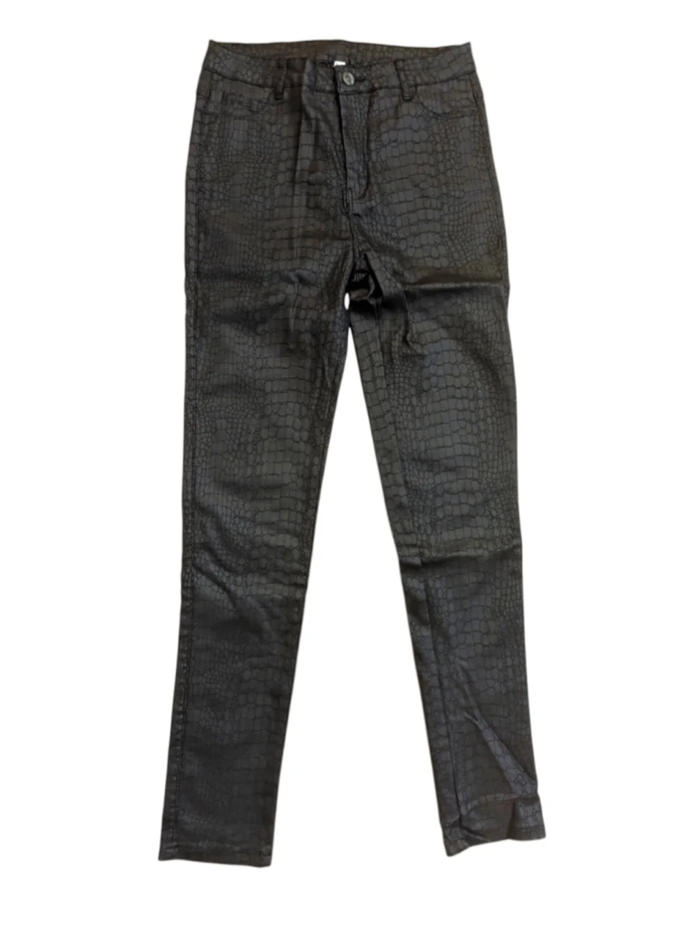 Black Crocodile Print Skinny Pants Medium